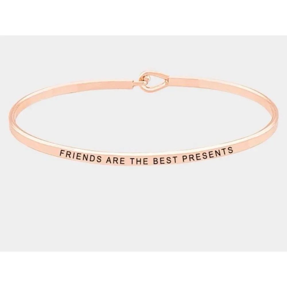 New Womens Boutique Friends Are The Best Presents Brass Hook Bracelet Rose Gold